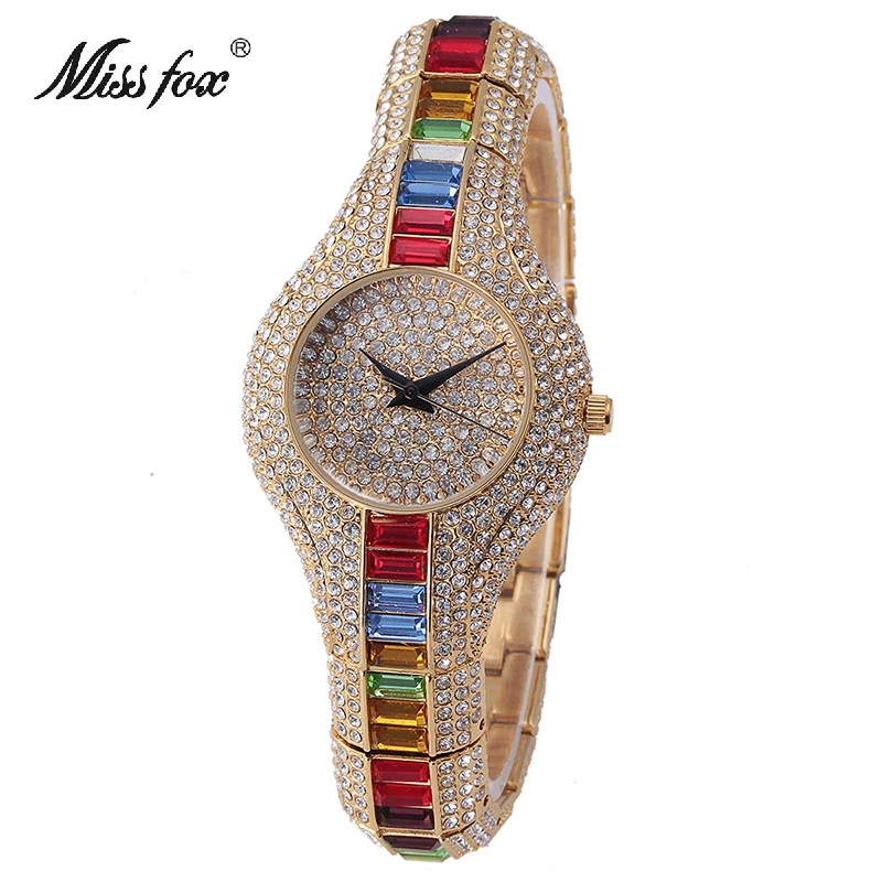 Miss Fox Austria Crystal Women Quartz Watches Luxury Ladies Gold Dress Bracelet Women's Watch For Female Clock Montre Femme 2017