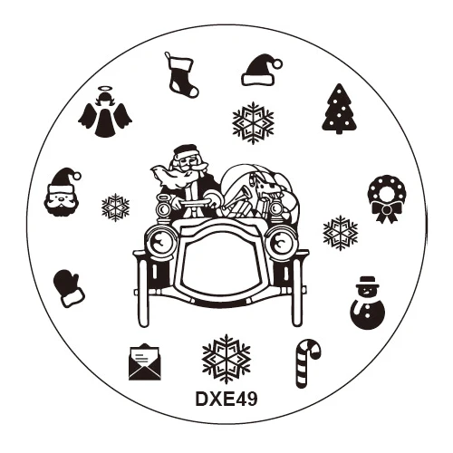 DXE49 1 шт Рождественский штамп для ногтей из нержавеющей стали рождественские шаблоны зимние изображения пластины для штамповки ногтей - Цвет: DXE49