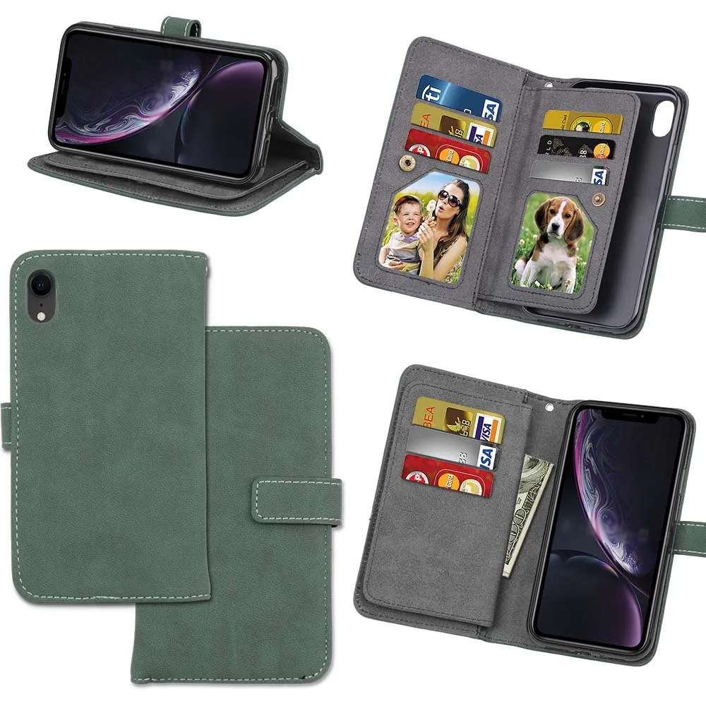 Capa Fundas для iphone XR XS Max 6 6 Plus 6s держатель чехол для iphone 7 8 plus XR XS кожаный чехол для телефона 9 слотов для карт