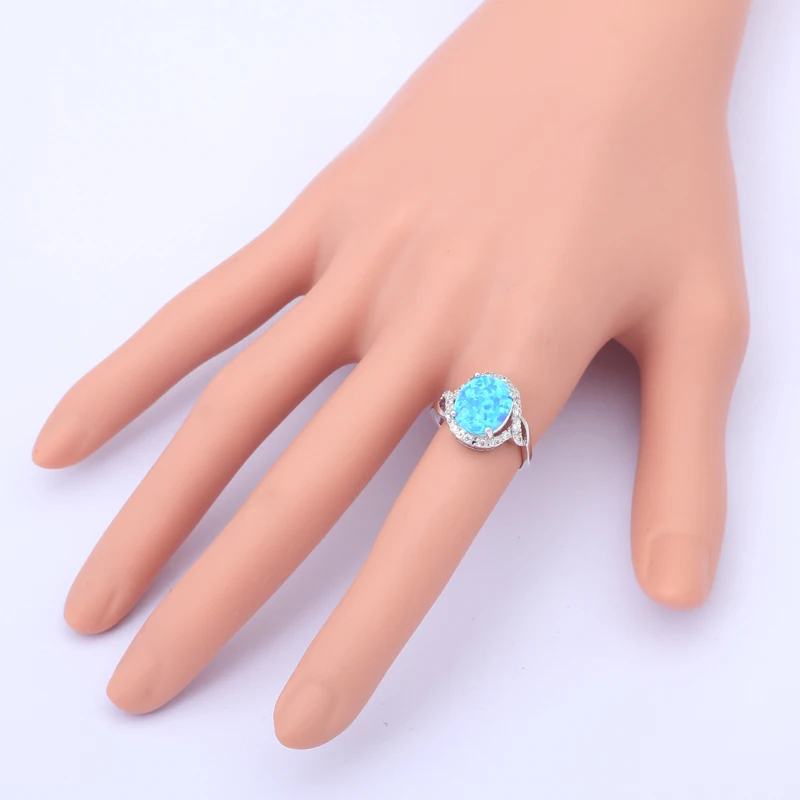 Нежный Редкие стиль дизайна Синий огонь опал серебро штамп циркония Кольца