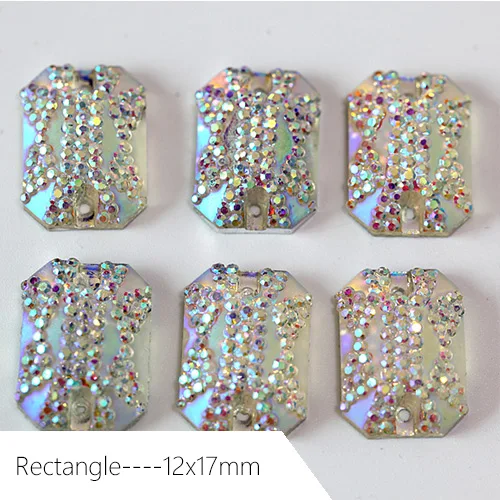 Rectangle Большая распродажа! 50 шт. смешанные полимерные стразы для шитья, маркиза, блестящие стразы с плоской задней стороной, цветные стразы для шитья, аксессуары для одежды, B1137 - Цвет: Rectangle