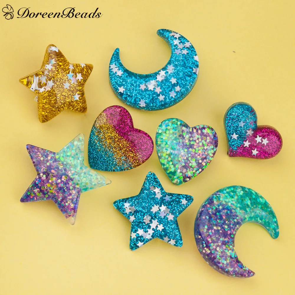 DoreenBeads 1 шт. блестящая разноцветная кавайная брошь в виде значков из смолы с