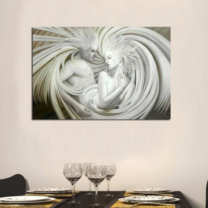 Топ ручная роспись обнаженные влюбленные современная абстрактная картина