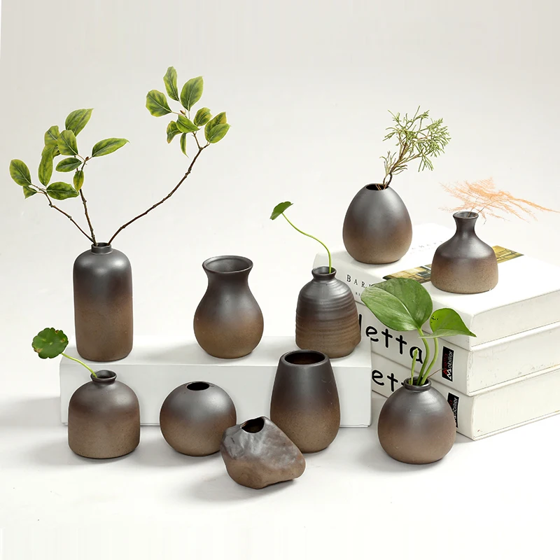 

Classic Fashion Ceramic Vase pottery Mini Small flower vases decor arts and crafts tabletop flowerpot bottle home Wedding deco