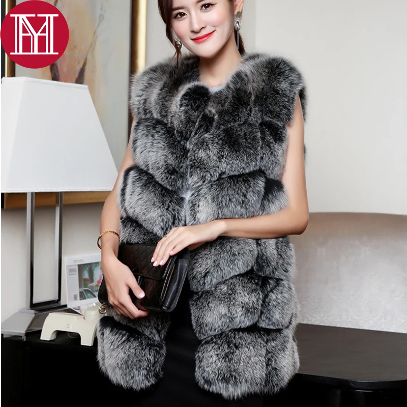 2021 Новая мода женские натуральный Лисий меховой жилет зимнее теплое пальто с