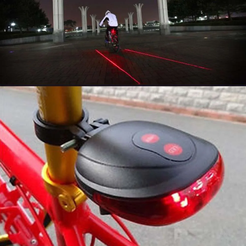 Велосипедные фары водонепроницаемые 5 светодиодов 2 лазера задний фонарь для