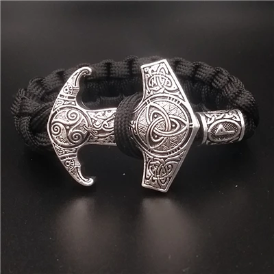 Odin Ворон славянский Коловрат Тор молот Мьёльнир мужские Vikingos Triskele троица Викинг браслет Valknut Vegvisir руны ювелирные изделия - Окраска металла: 4