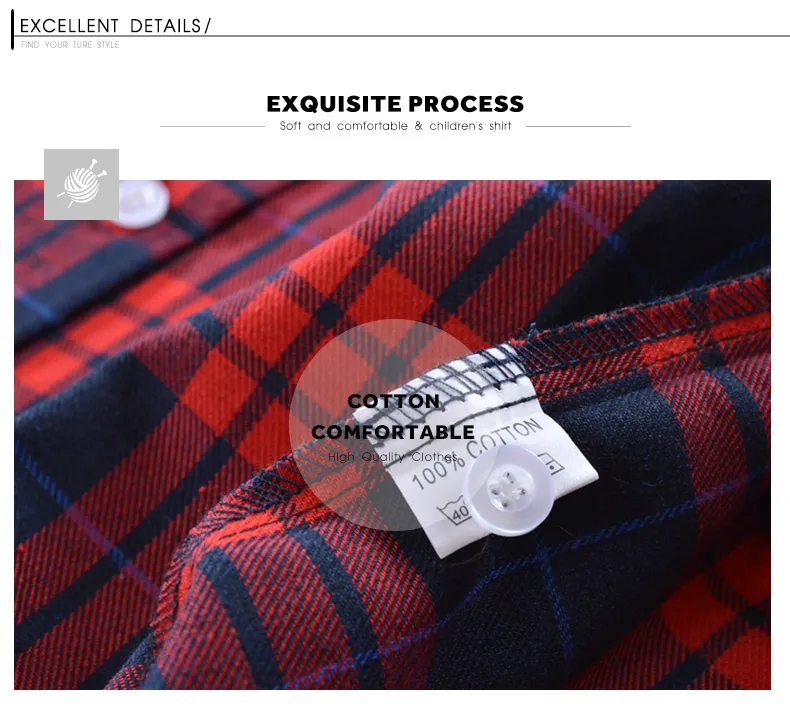 Hot Sale 100%Cotton Baby Boy Shirt Turn-down Collar Flannel Baby Blouse Tops Plaid Baby Shirts For 2-12 Years Old Kids Shirts