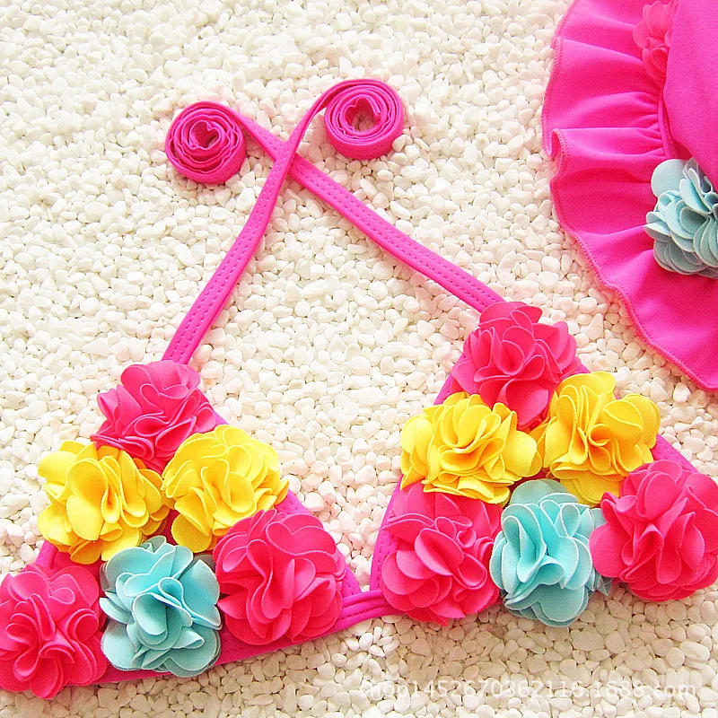 2018 детский раздельный купальный костюм из трех предметов для маленьких девочек