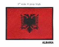3 wide albania embroidery flag patch black border iron on backing custom embroidered patch