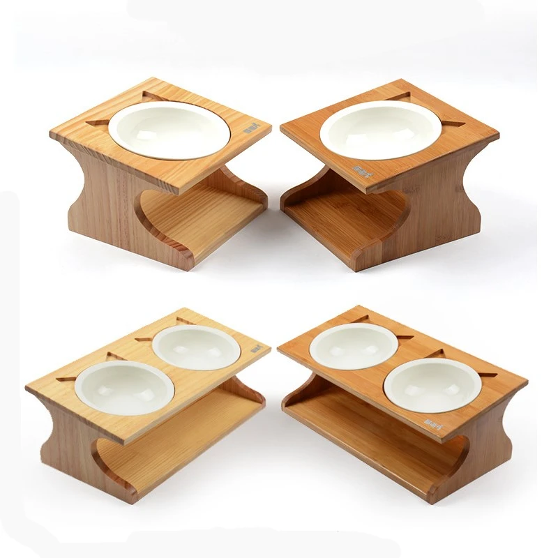 New Dog Food Bowls Elevated Dog Cat Bowls Ceramic Stainless Steel Pet Bowl Pet Feeder Cats Dogs Feeding Dish Pet Supplies