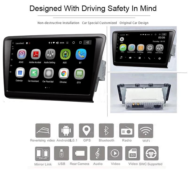 Автомобильный мультимедийный плеер 1 Din Android 8,0 автомобильный DVD для Volkswagen Skoda rapid 2013- " 4G/32G сенсорный экран автомобильный Радио gps