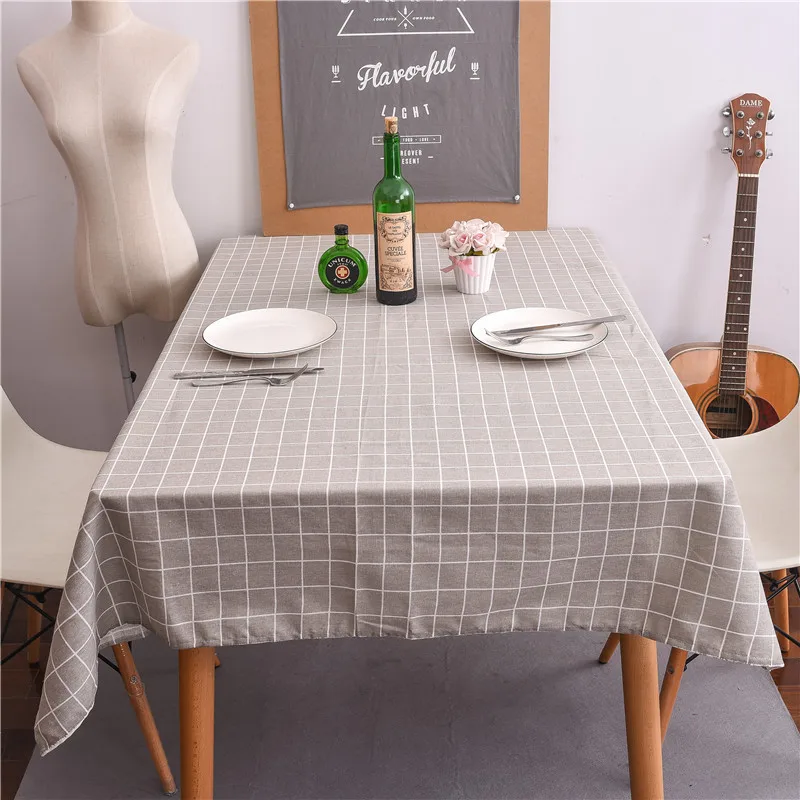 Nordic Cotton Linen Waterproof Tablecloth Black White Pink Plaid Table Cloth For Table Cover New Tablecloth Rectangular 1PC