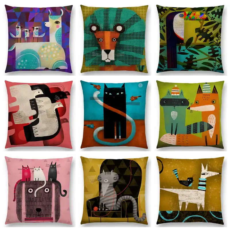 Горячая Распродажа абстрактная фантазия животных живопись Альпака Лев тук лиса