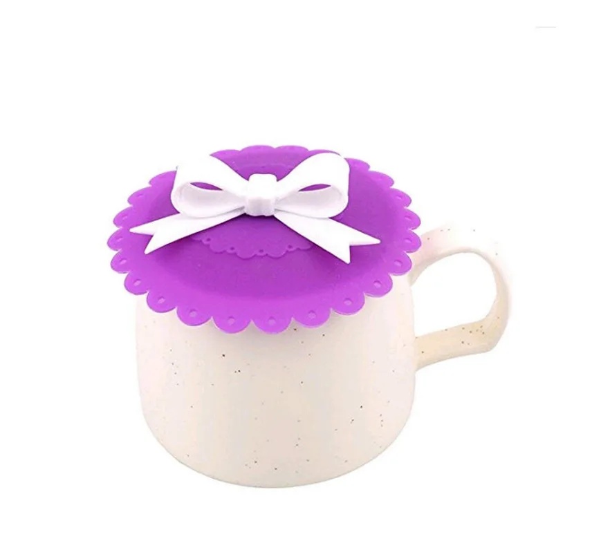 Милые Анти пыль с мультяшками силиконовый стеклянная крышка для чашки Кофе