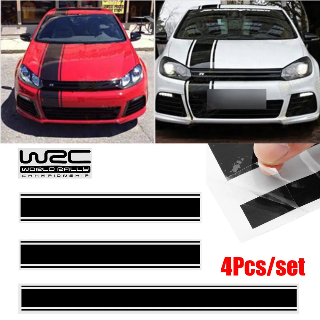

Car Exterior Stickers 1set/4pcs Black Car Racing Stripe Vinyl Sticker Decal For Cover Roof Trunk Door Onsale