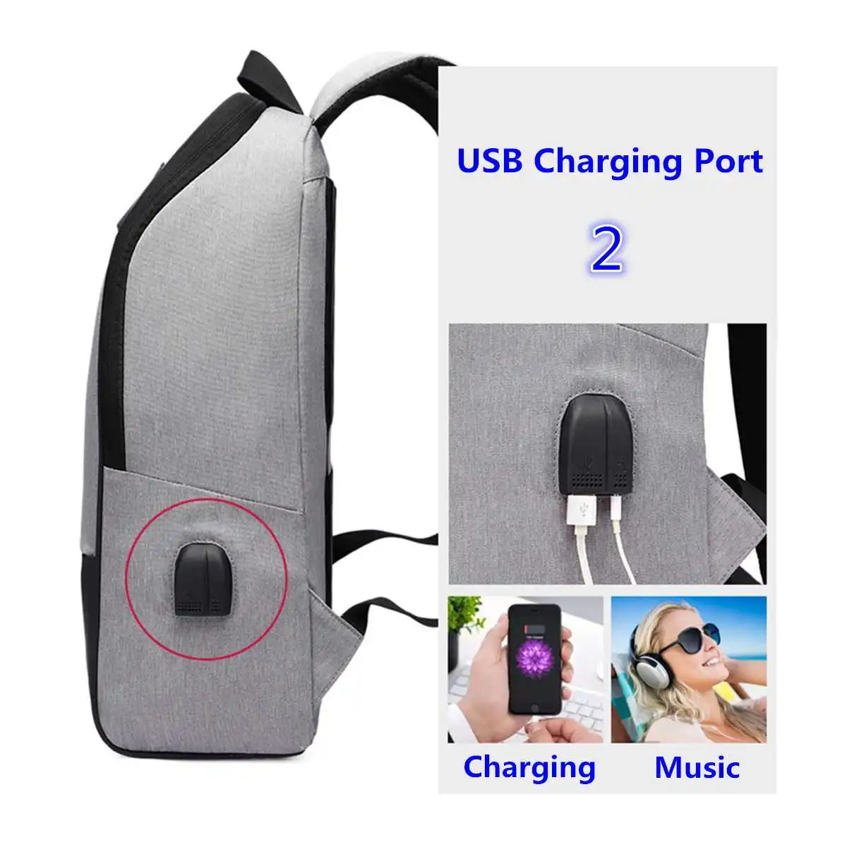 22л USB зарядка Противоугонный рюкзак 15 6-дюймовый ноутбук школьная сумка на плечо