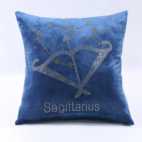 Sagittarius blue IDouillet Созвездие Стразы, декоративная Бархатная подушка, чехол подушка со знаком зодиака, чехол для дивана, дивана, стула, квадратная 45x45 см - Цвет: Sagittarius blue