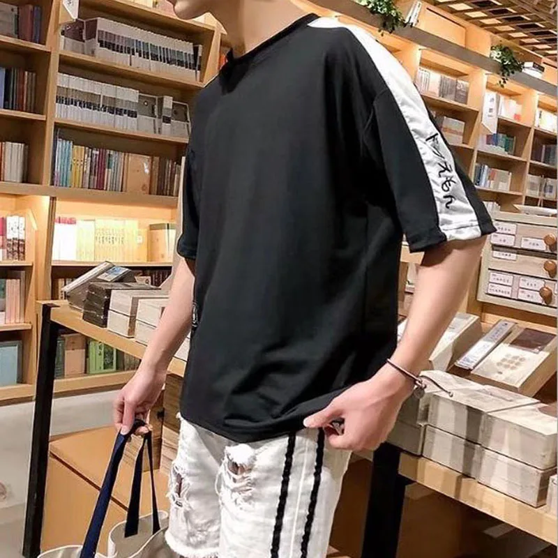 funny t shirts men Hipster HipHop print summer patchwork t-shirts o-neck half sleeve Loose boys tshirts lovers' clothes clothing | Мужская
