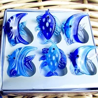 6pcs hand made murano glass fish figurines aquarium decorations ornaments accessories miniature glass marine animals statues set