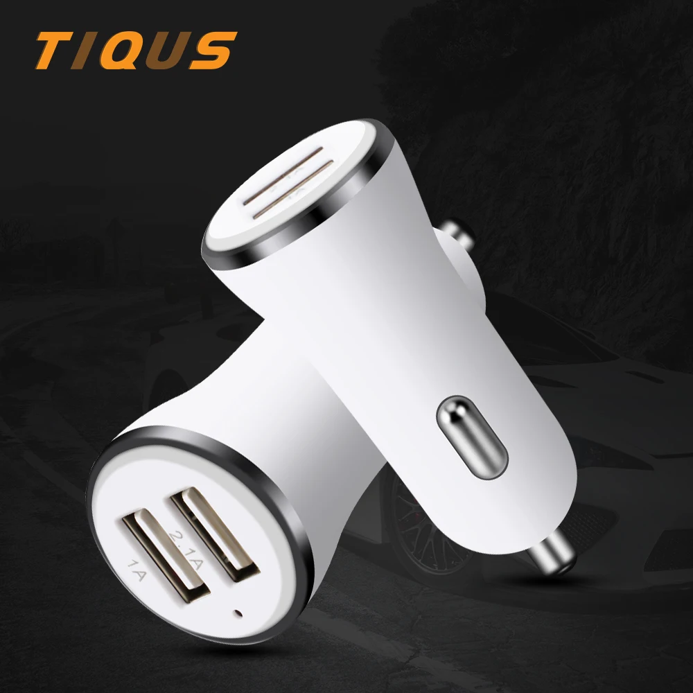Автомобильное зарядное устройство TIQUS 2.1A 24V Dual USB для iPhone X 8 Plus автомобильное с