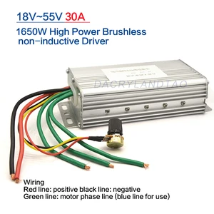 No Hall 1650W DC Brushless Motor Controller Regulation Switch Driver Board Electric Governor 30A DC 18V 24V 36V 48V