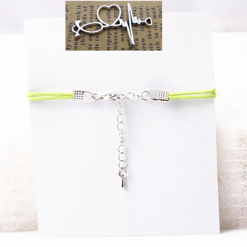 Rope same as pic Волна сердце браслет романтическая кардиограмма любви браслет с сердцебиением красный шнур Wish Card женские ювелирные изделия - Окраска металла: Rope same as pic