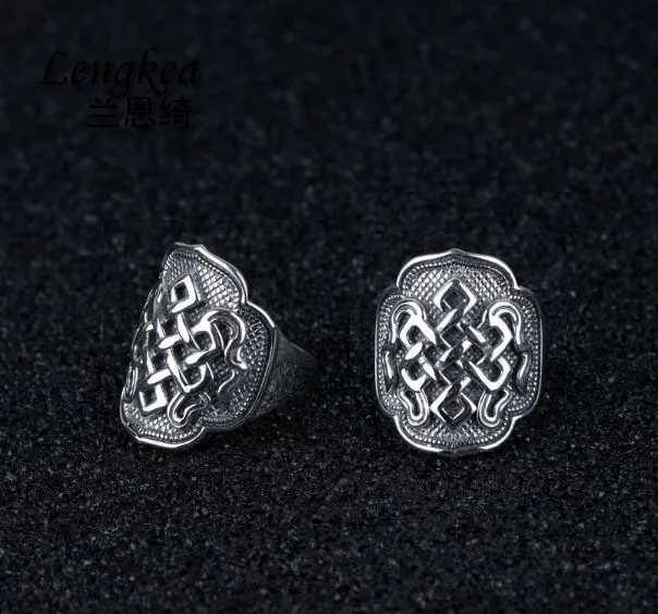 Lengkea jewery 100% Real 925 sterling silver ring Vintage lucky knots men jewelry charm trinket boyfriend Gifts | Украшения и
