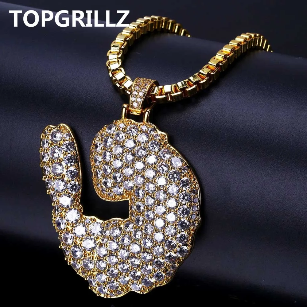 

Цепочка TOPGRILLZ мужская с кулоном в виде креветки, ожерелье из меди, покрытое цирконием, в стиле хип-хоп, украшение с покрытием под золото и сер...