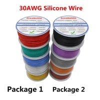 250m 30 AWG Flexible Silicone Wire RC Cable Line 5 Colors Spool Package 1 or Package 2 Tinned Pure Copper Wire Electrical Wire