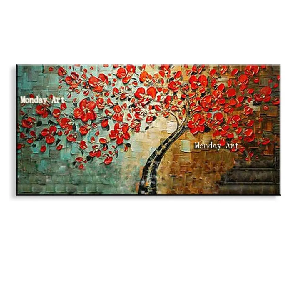 New handmade Modern Canvas flower Oil Painting Palette knife Tree 3D Flowers Home living room Decor Wall Art | Дом и сад