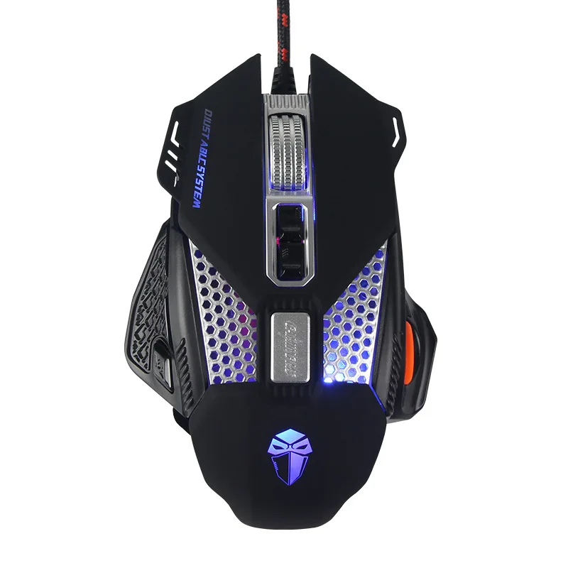 Проводная игровая оптическая мышь RGB цветная подсветка вспомогательная макро металлическая основа аккредитованная 8 кнопочная мышь