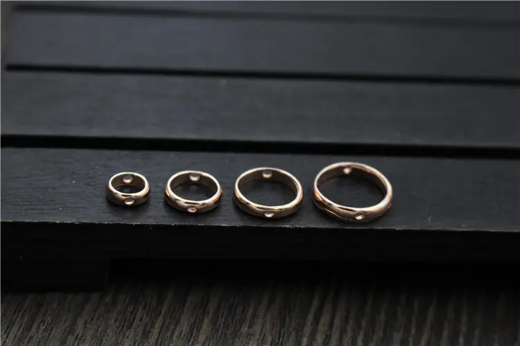 4pcs 100% S925 Sterling Silver Color DIY Bracelet Accessories Round Hollow Ring Charms Placed Beads for Jewelry DIY Making