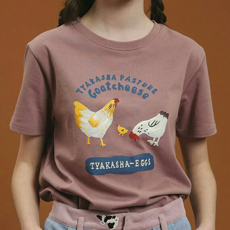 Футболка женская летняя хлопковая с принтом &quotКурица&quot|women t-shirt|tshirt woment-shirt harajuku |