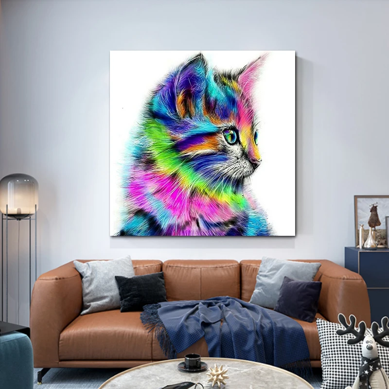 Modern Abstract Wall Art Poster Cat paintings canvas watercolor animal poster kids room home decoration unframed | Дом и сад