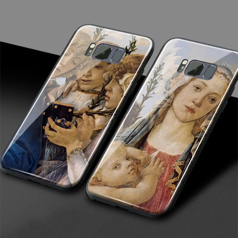 Sandro Botticelli живопись закаленное стекло Мягкий силикон для Samsung Galaxy S8 S9 S10e S10 Note 8 9 10