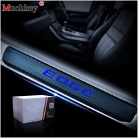 car welcome pedal decoration stickers for ford edge car door sill scuff plate door threshold plate 4d carbon fiber vinyl 4pcs