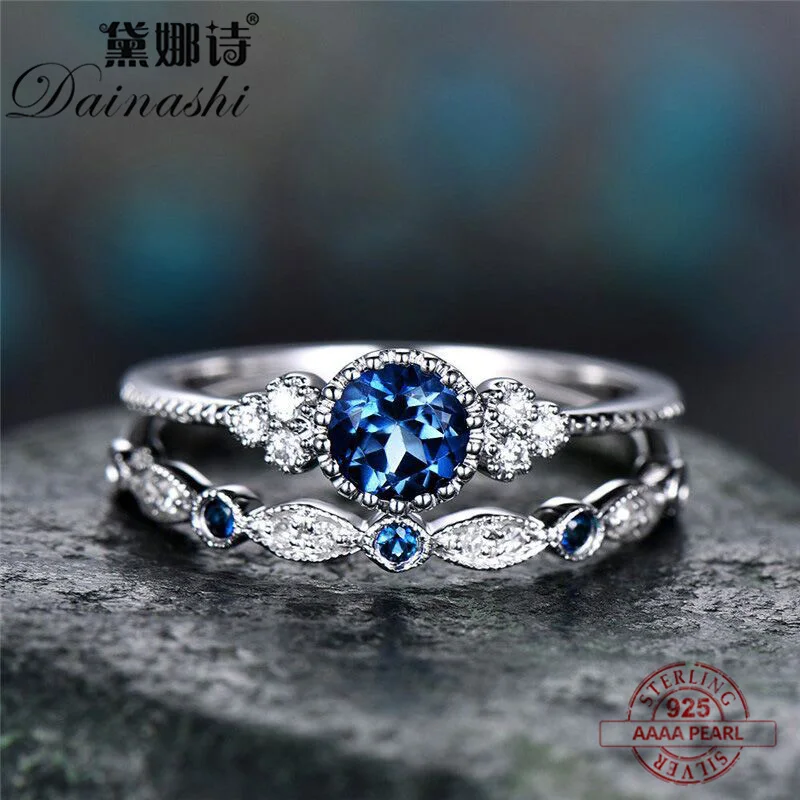Dainashi модные синие изысканный Циркон 925 Slivering 2 шт./компл. кольца любителей палец
