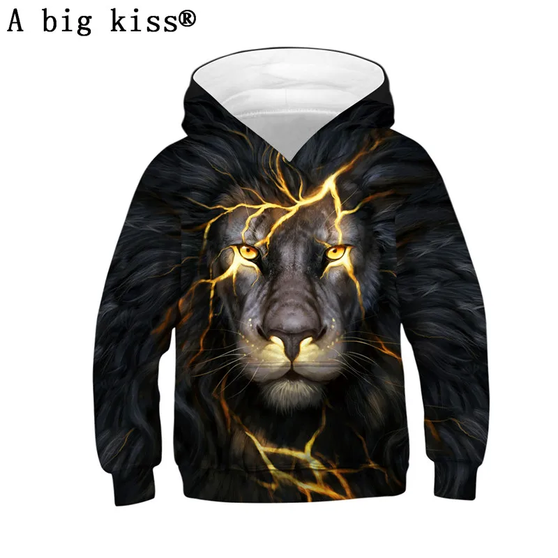 Explosion lion head digital print children's sweater Europe and America large size sweatshirt boys 3D sweatshirts |