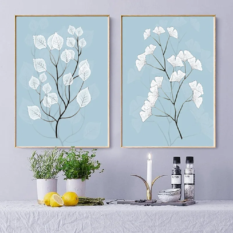

Nordic Flower Landscape Bedroom Background Decoration Leaves Poster A4 Art Wall Picture for Living Room Hd Print Canvas Painting