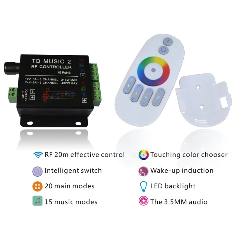 

Music2 Controller Led RGB Music Controller RF Remote Intelligent Sonic Sensitivity Led Backlight Remote Free Shipping