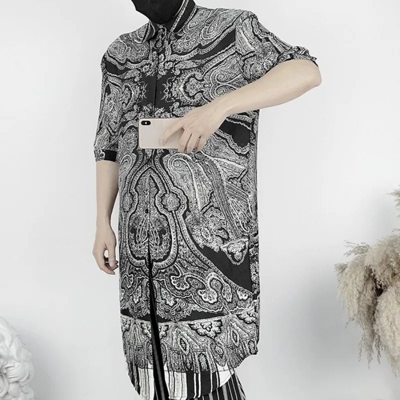 Мужская винтажная рубашка с принтом Готическая Повседневная Свободная