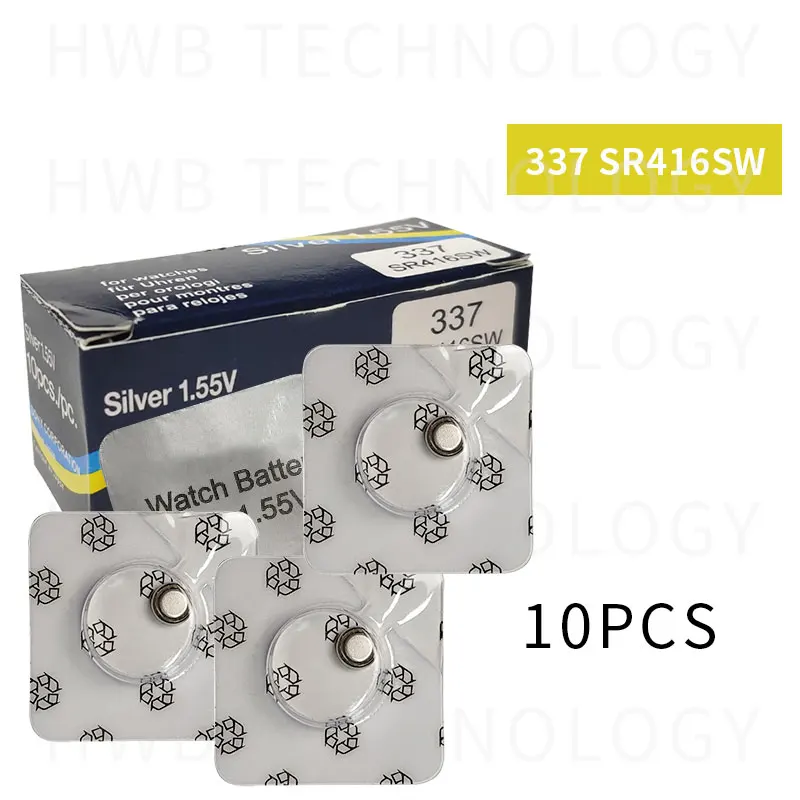 10 шт./лот оригинальная новая батарейка для часов 337 SR416SW Серебряная 1 55 в swatch