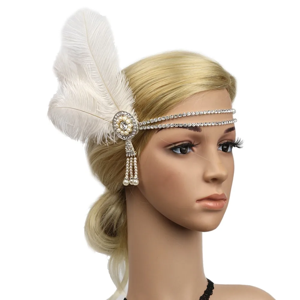 Винтажный ободок для волос 1920-х годов Великого Гэтсби флиртующий фасцинатор для элегантных женщин-аксессуар для коктейльных костюмов 20-х годов.