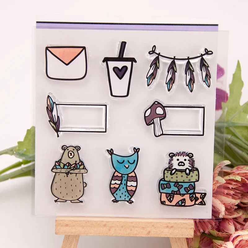 Мультфильм животных прозрачный значок DIY силиконовые печати