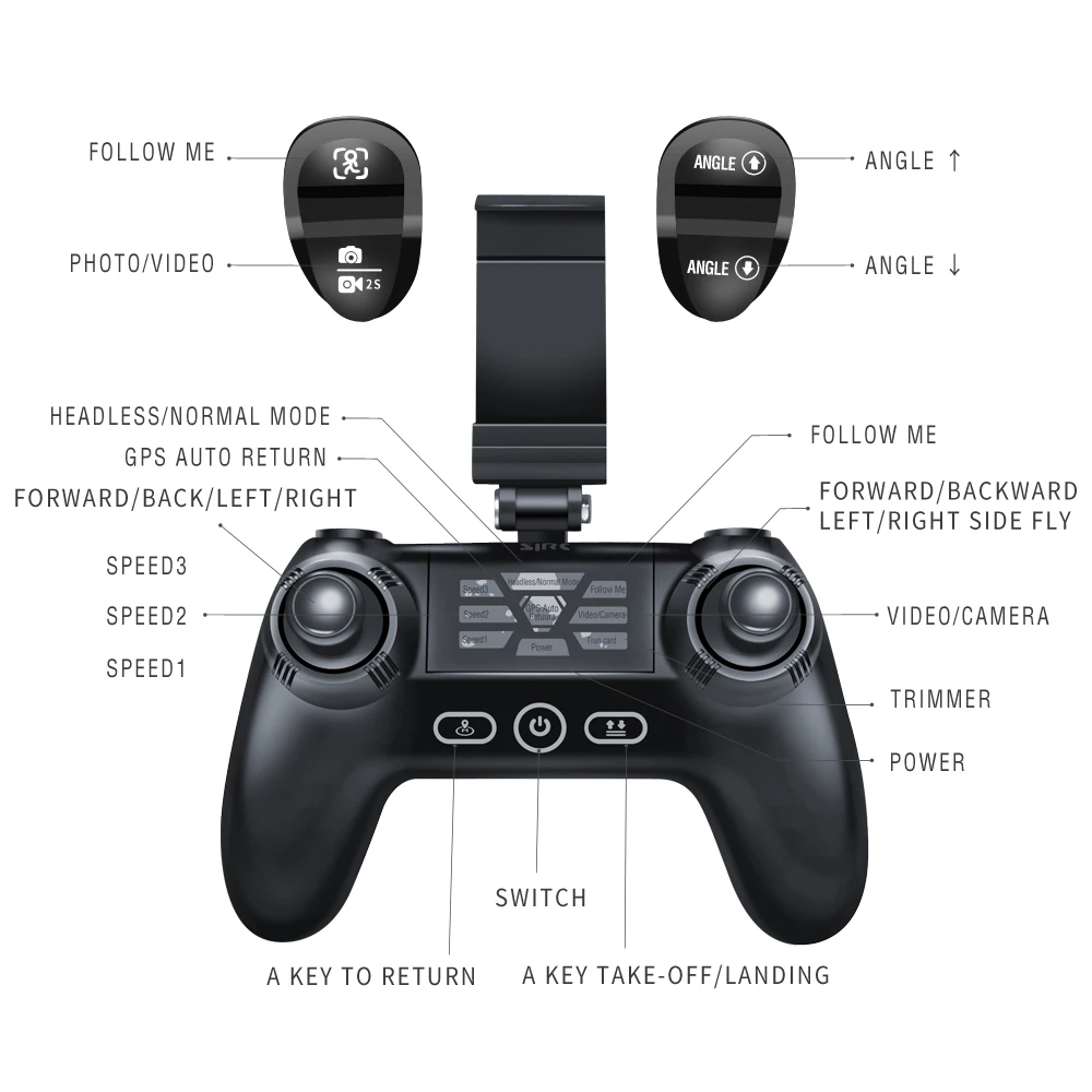 Дрон г 2 4 Professional Dual gps Follow Me Квадрокоптер с камерой 400 P HD 1080 метров RTF FPV вертолет RC