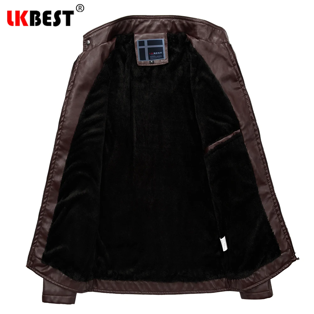 LKBEST новинка зимняя кожаная куртка Мужская Классическая мотоциклетная