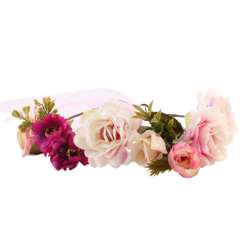 pink mom Повязка на голову, Цветочная корона, подходящая гирлянда для волос, аксессуары для мам и детей, банты, детские украшения для волос, бандо bebe fille - Цвет: pink mom