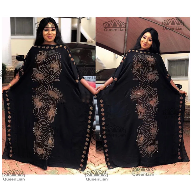 Длинное платье Fress Африканское шифоновое большого размера с бриллиантами Дашики