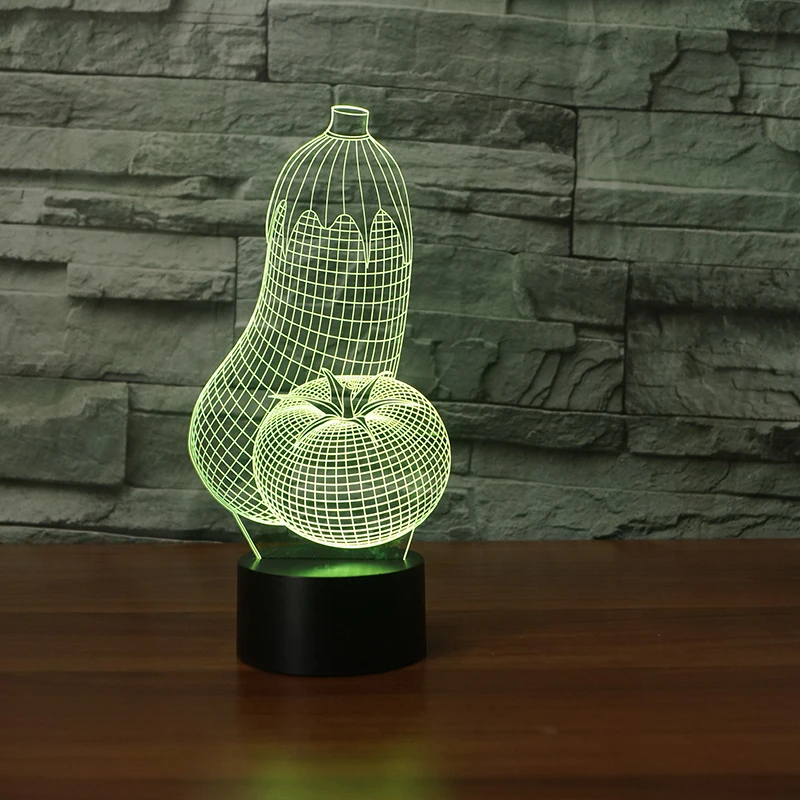 Овощи LED 3D лампа баклажаны томаты форма RGB ночник красочный настольный светильник